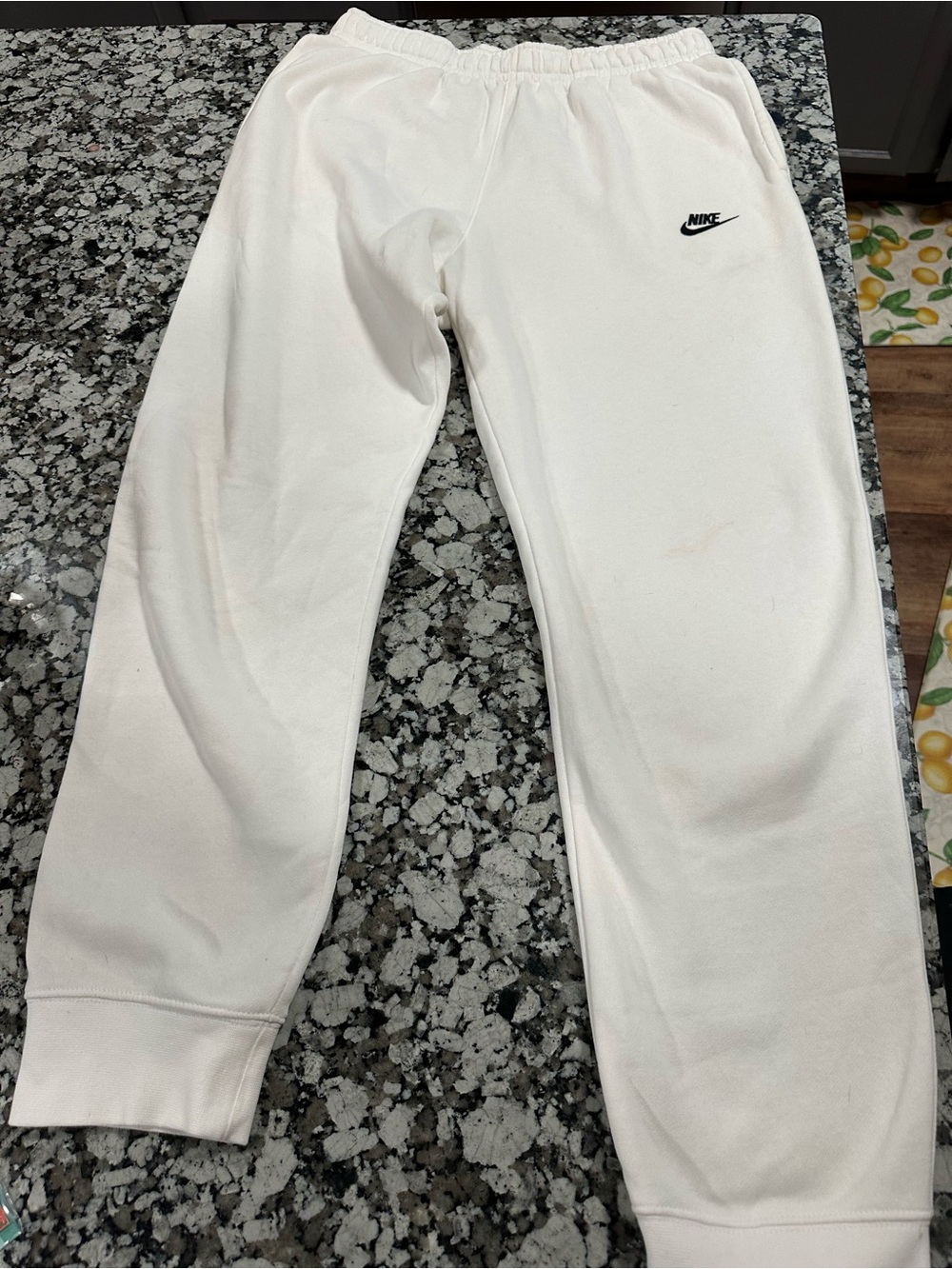 Nike White mens Jogger Sweatpants with Black Logo size large